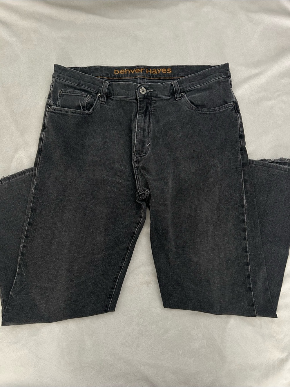 Denver Hayes Men’s Dark Charcoal Baggy Straight Jeans